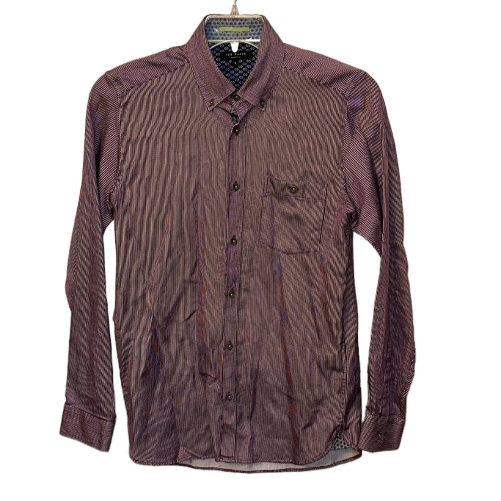 Ted Baker London Casual Button Down Dress Shirt Burgundy Size 3 (Medium)
